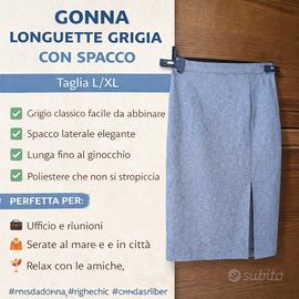 Gonna longuette grigia con spacco – Taglia L