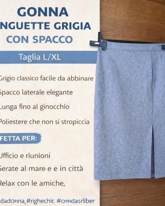Gonna longuette grigia con spacco – Taglia L