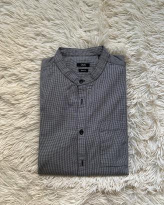 Camicia a quadretti con colletto alla coreana