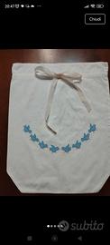 vintage sacco porta indumenti neonato , ricamato 