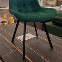 10 Sedie rivestite tessuto verde / blu