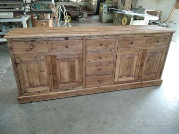 credenza in legno vecchio 6 cassetti 4 ante