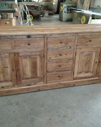 credenza in legno vecchio 6 cassetti 4 ante