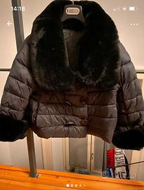 Piumino neto con collo eco pelliccia