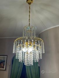 Lampadario a cascata Swarovski dorato cm40