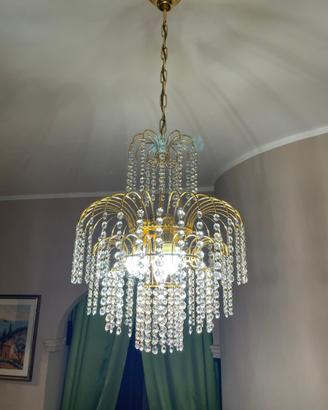 Lampadario a cascata Swarovski dorato cm40