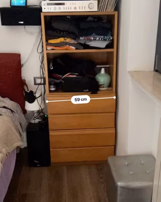 Cassettiera Scaffale Legno Chiaro 60x42x140