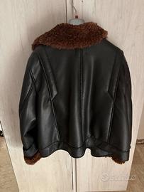 Giacca biker ecopelle e pelliccia