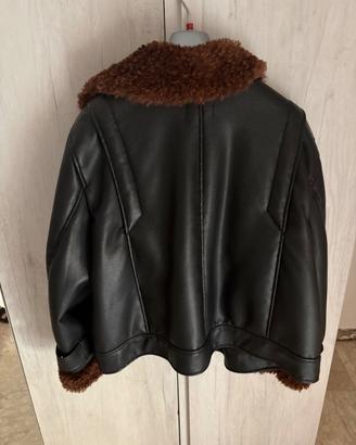 Giacca biker ecopelle e pelliccia