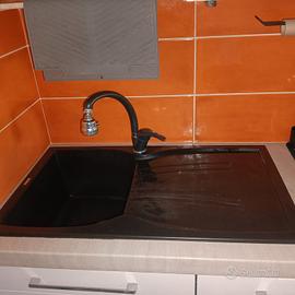Lavello Cucina Fragranite Nero 86x50 + Miscelatore