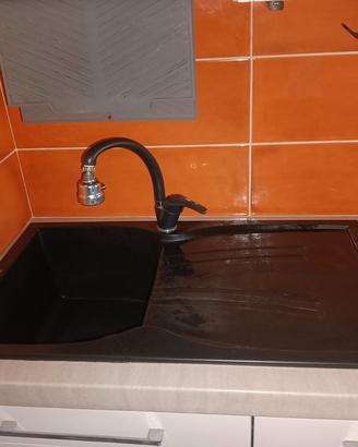Lavello Cucina Fragranite Nero 86x50 + Miscelatore