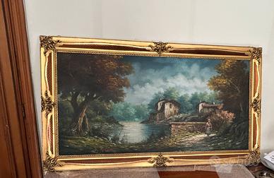 Quadro paesaggio dipinto su tela giulio fiori