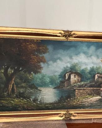 Quadro paesaggio dipinto su tela giulio fiori