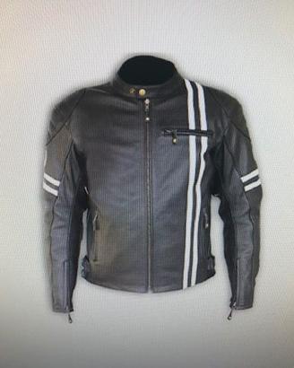 Giacca moto vintage in pelle con protezioni - TG L