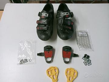 Scarpe Sidi n°43 con pedali e tacchette Miche