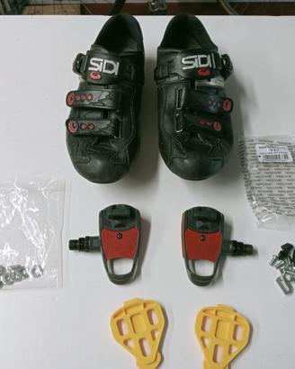 Scarpe Sidi n°43 con pedali e tacchette Miche