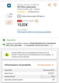 Filtro carburante UFI