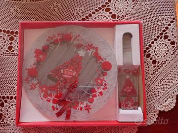 Piatto natalizio + paletta in vetro