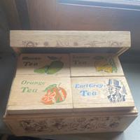 Scatola artigianale in legno per 4 miscele di the