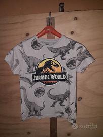 SET 2 T-SHIRT CON DINOSAURI UNISEX BIMBI 7/8 ANNI