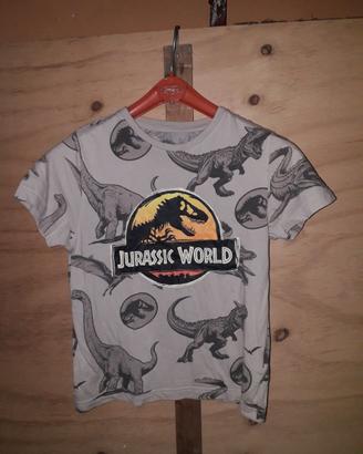SET 2 T-SHIRT CON DINOSAURI UNISEX BIMBI 7/8 ANNI