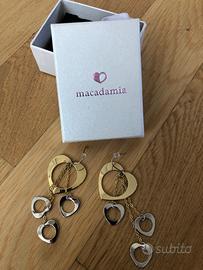 Orecchini Macadamia pendenti con cuori