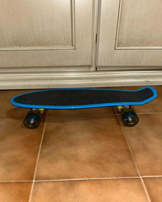 Skateboard Mini Cruiser Azzurro 57cm Ruote con LED