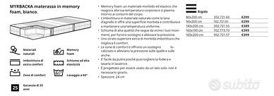 Materasso singolo Memory Foam IKEA MYRBACKA