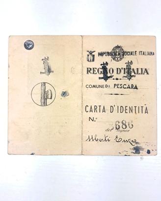 Carta d'Identità RSI Rara 1944 - Pescara FOTO