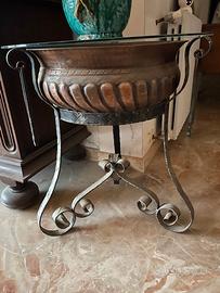 Braciere in rame e tripode in ferro battuto