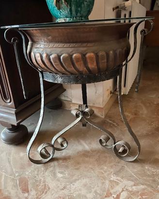 Braciere in rame e tripode in ferro battuto