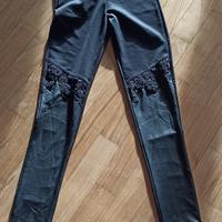 Leggings Calzedonia in pelle con inserti in pizzo