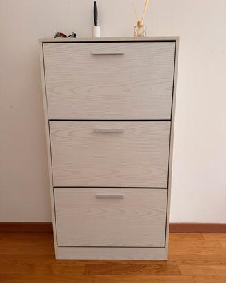 Scarpiera bianca a 3 ante salva spazio 