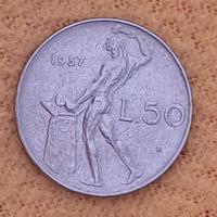 50 Lire 1957"Vulcano" Non Comune. Rara