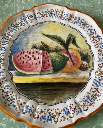 Piatto in ceramica dipinto a mano frutta vintage