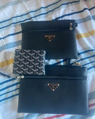 Borselli prada e portafoglio goyard