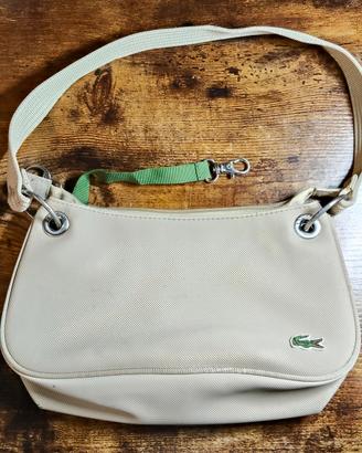 Borsa a spalla Lacoste vintage beige e verde