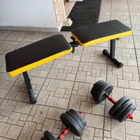 Casa: Panca Regolabile Pieghevole + 2 Manubri 10kg