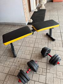 Casa: Panca Regolabile Pieghevole + 2 Manubri 10kg