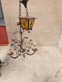 Lampadario ferro battuto e plafoniera