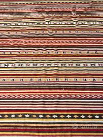 Tappeto Kilim artigianale,righe tribali pura lana