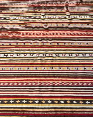 Tappeto Kilim artigianale,righe tribali pura lana