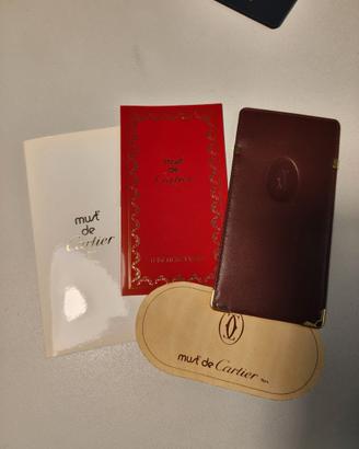 Custodia Occhiali Vintage "Must de Cartier" in Pel