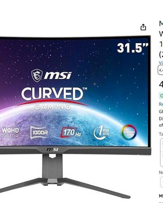Monitor Gaming 32" MSI MAG 325CQRF-QD WQHD, 170Hz