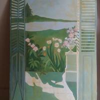 Trompe l' oeil anta per armadio a muro su legno