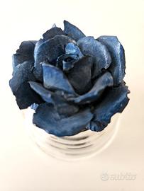 Profumiera rosa blu vetro trasparente altezza 9 cm