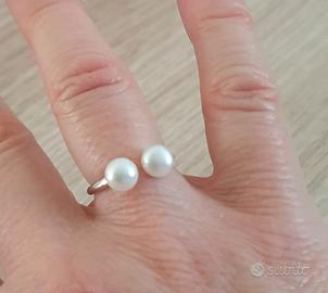 Anello in argento massiccio 925 e perla naturale 