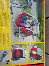 carrellino traino per bici porta bimbi
