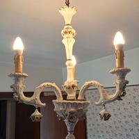 Lampadario a 3 braccia in ceramica Capo di Monte