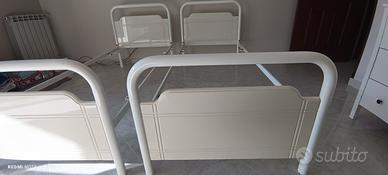 letti singoli in ferro e legno laccato bianco 